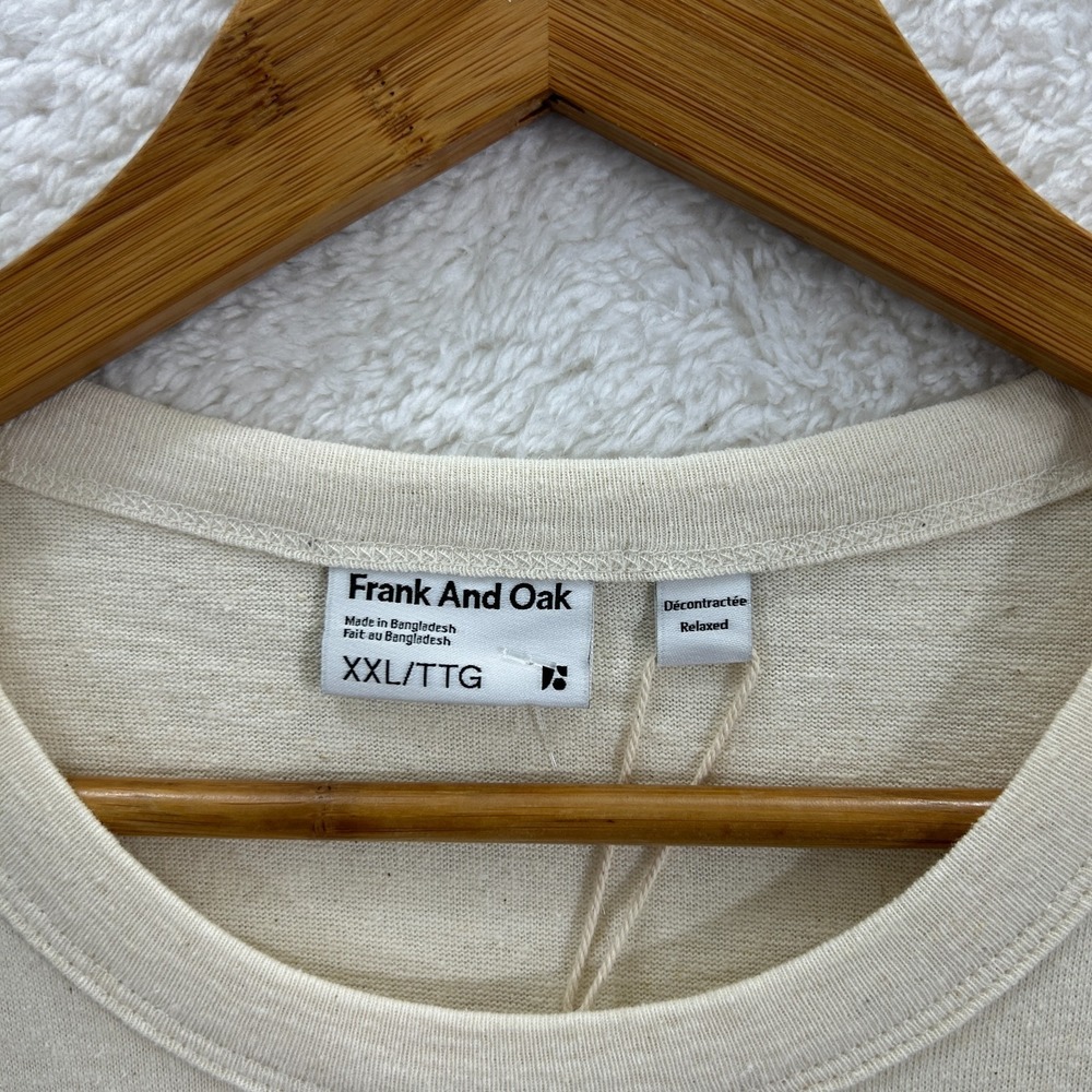 Frank & Oak Tee Men's XXL Light Beige Relaxed Fit Hemp Tee - Picture 7 of 8